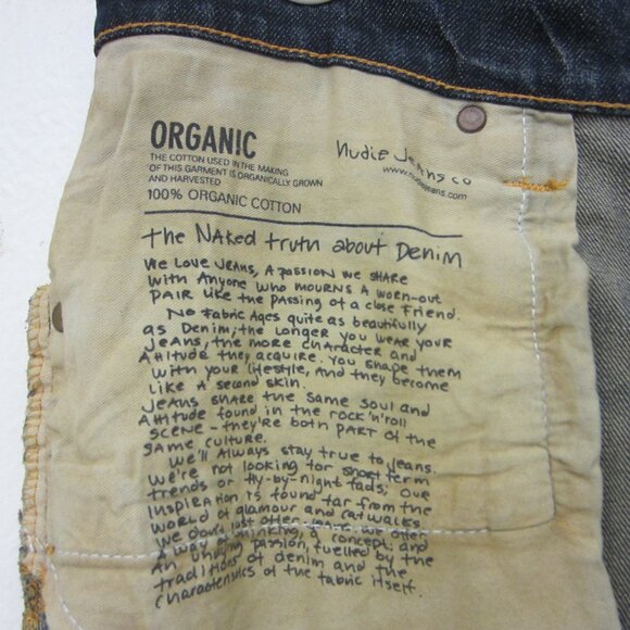 Nudie Jeans Thin Finn Organic Well Used Distressed Slim Stretch 34x32 Italy Made - Picture 11 of 16